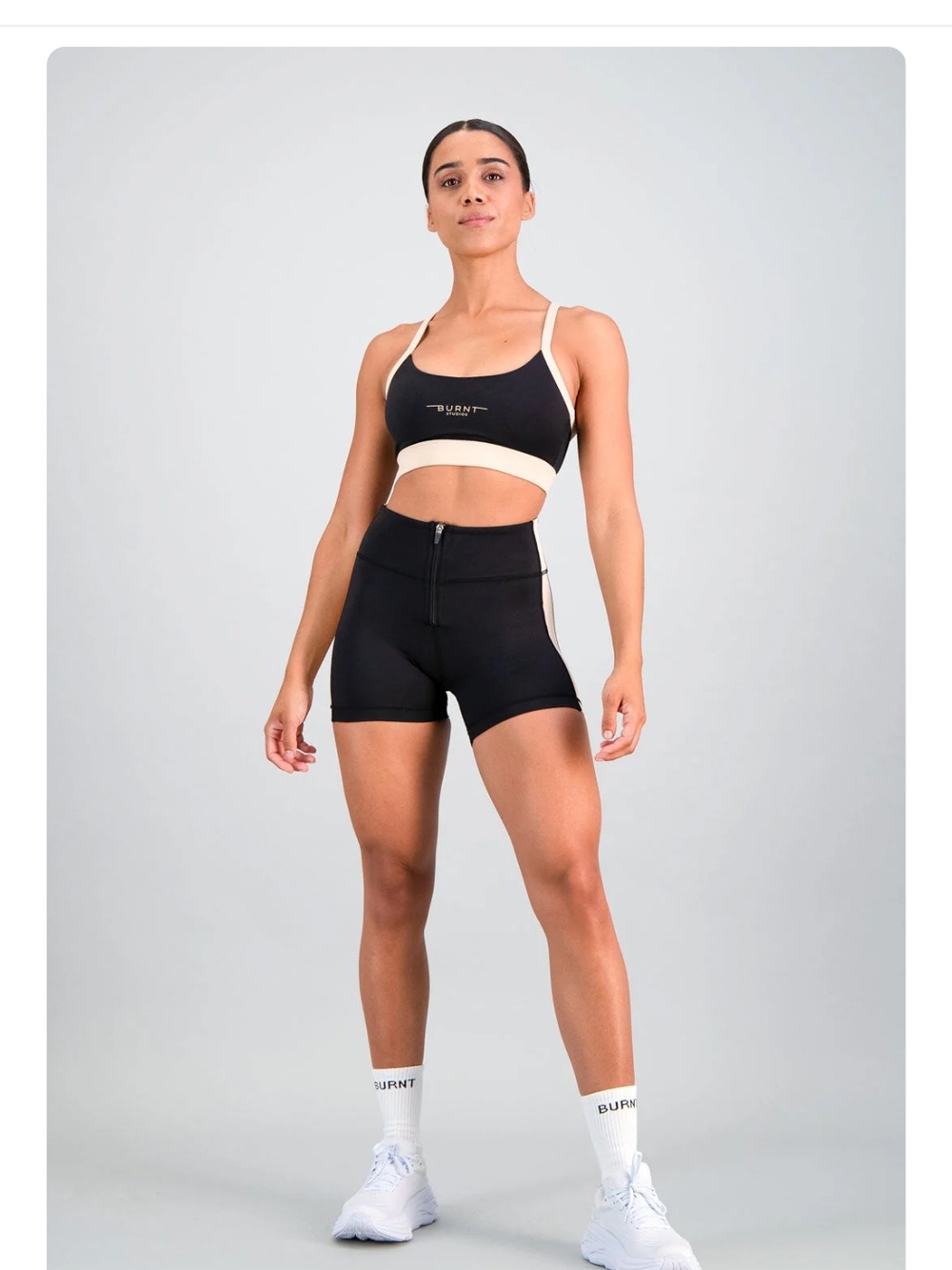 Burnt Active wear Sport Bra and Bike Shorts with Front Zip